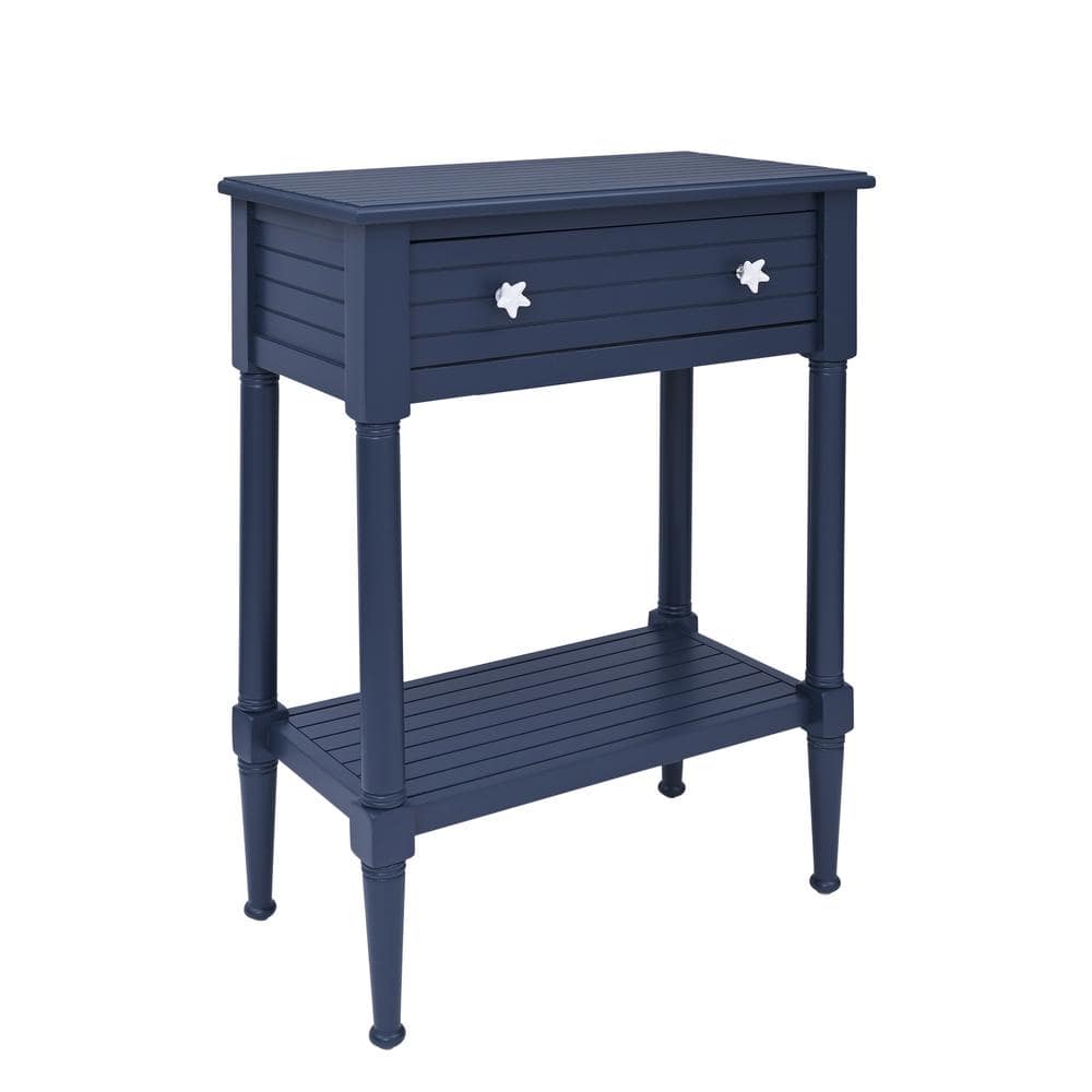 Sam 24 in. Navy Blue Rectangle Wood Top End Table with Drawer and Shelf price history on PriceWatchPro
