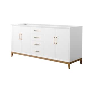Amici 71.75 in. W x 21.75 in. D x 34.5 in. H Double Bath Vanity Cabinet without Top in White with Satin Bronze Trim