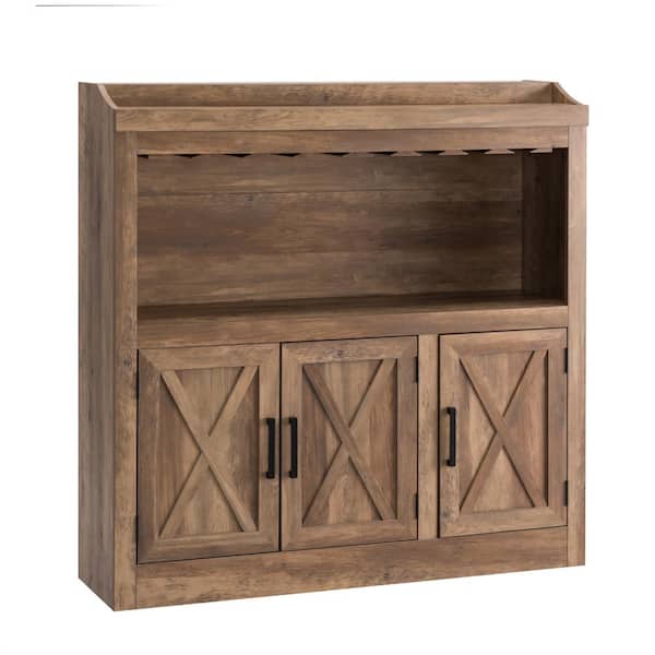 Home Source Industries Home Source Reclaimed Barnwood Bar Cabinet with Stem Glass Placement