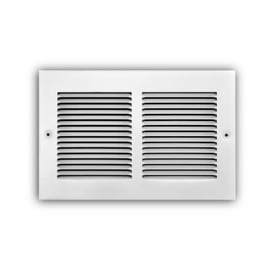 10 in. x 6 in. 1-Way Steel Baseboard Return Air Grille in White