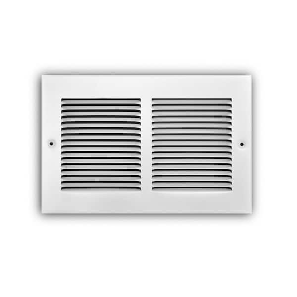 10 in. x 6 in. 1-Way Steel Baseboard Return Air Grille in White