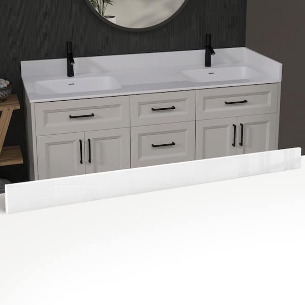 60 in. W x 4 in. H Solid Surface Resin Vanity Backsplash for Bathroom Countertop Splash Guard in Pure White