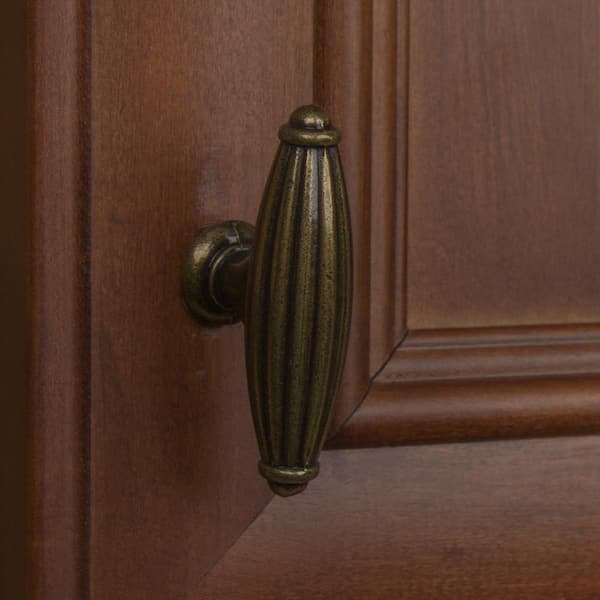 2-1/2 in. Antique Brass Fluted Cabinet Drawer Knobs (10-Pack)