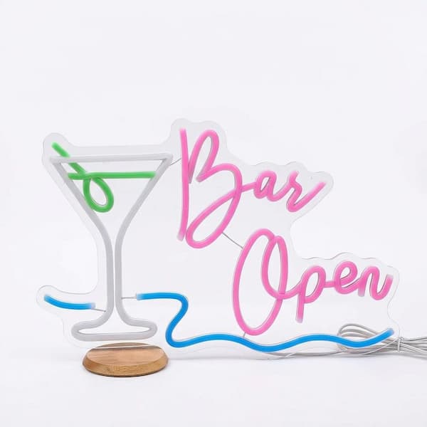 Bar Open Neon Sign Dimmable LED Cocktail Neon Light Wall Decor for Business Pub Store Party Club Restaurant