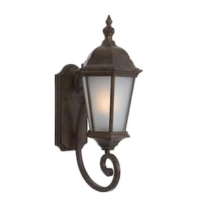 Brielle Collection 1-Light Brown Outdoor Wall Lantern Sconce