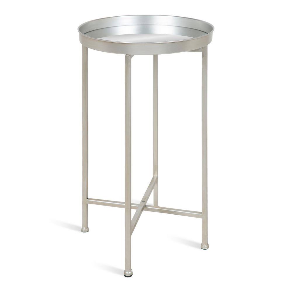 Celia Silver Foldable Iron and Glass Side Table