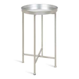 Celia 14 in. Silver Round Glass End Table
