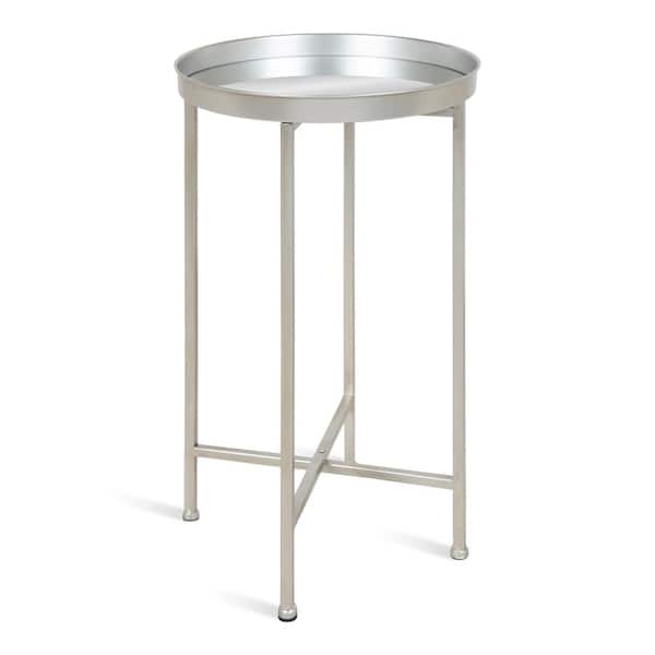Kate and Laurel Celia 14 in. Silver Round Glass End Table