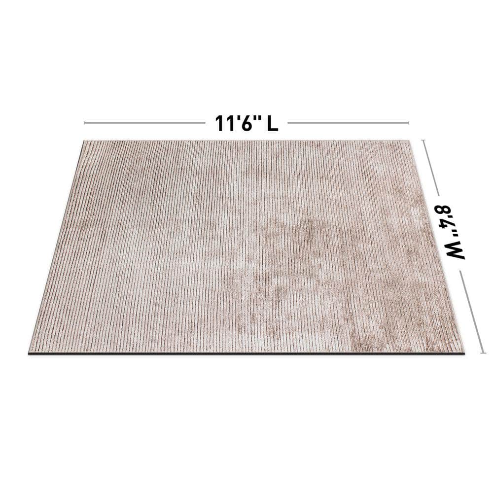 Beige Rectangular Flat Woven Stripe Machine Washable Area Rug