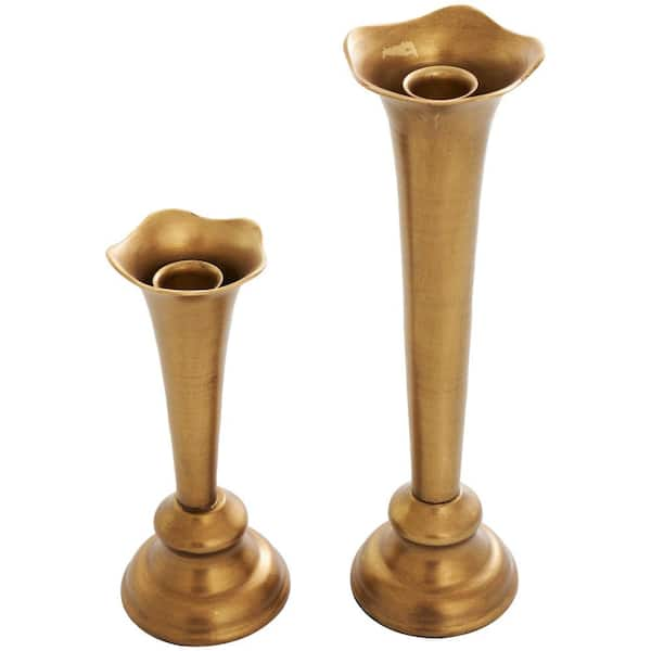 Novogratz Gold Metal Tapered Candle Holder with Tulip Style Opening (Set of  2) 044948 - The Home Depot