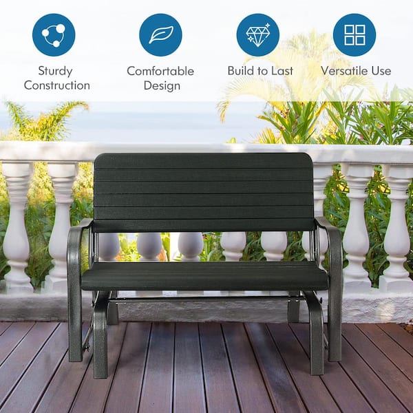 Alpulon Metal Outdoor Patio Glider Bench ZY1C0203 The Home Depot