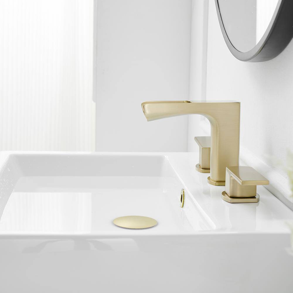 Brushed Gold 8-inch Widespread Double-Handle Waterfall Faucet Set