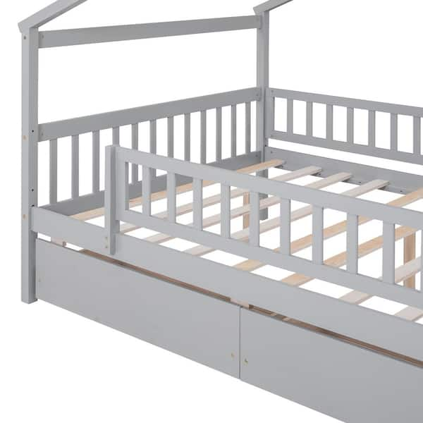 House Bed with Two Drawers and Guard Rails, Fence-Shaped Guardrail, Twin  Size - Bed Bath & Beyond - 37502692