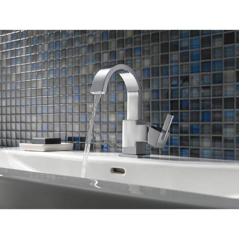 Sleek Modern 7 3/4" Chrome Brass Single Hole Faucet with Drain Assembly