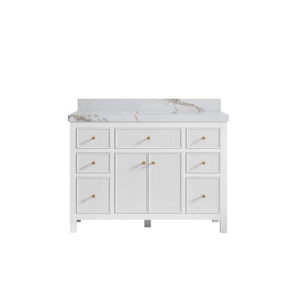 Willow Collections Sonoma 48 in. W x 22 in. D x 36 in. H Single Sink Bath Vanity in White with 2 in. Calacatta Gold Quartz Top