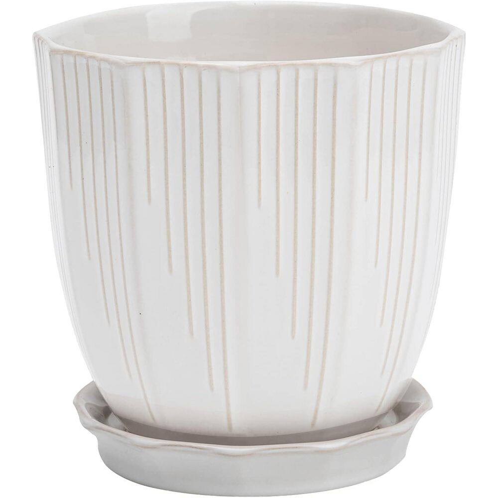 6 in. White Ceramic Planter (with Drainage and Saucer) price history on PriceWatchPro