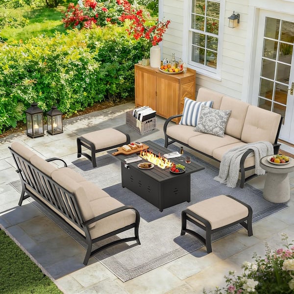 Chamber 5-Piece Aluminum Outdoor Conversation Set with Fire Pit Table