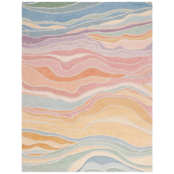 Rodeo Drive 8 ft. x 10 ft. Blue/Blush Abstract Wavy Area Rug