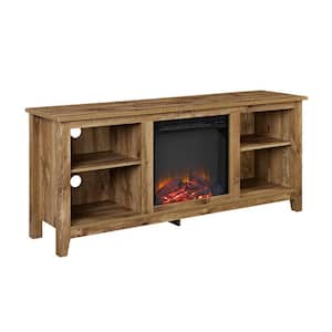 Essential 58 in. Barnwood TV Stand fits TV up to 60 in. with Adjustable Shelves Electric Fireplace