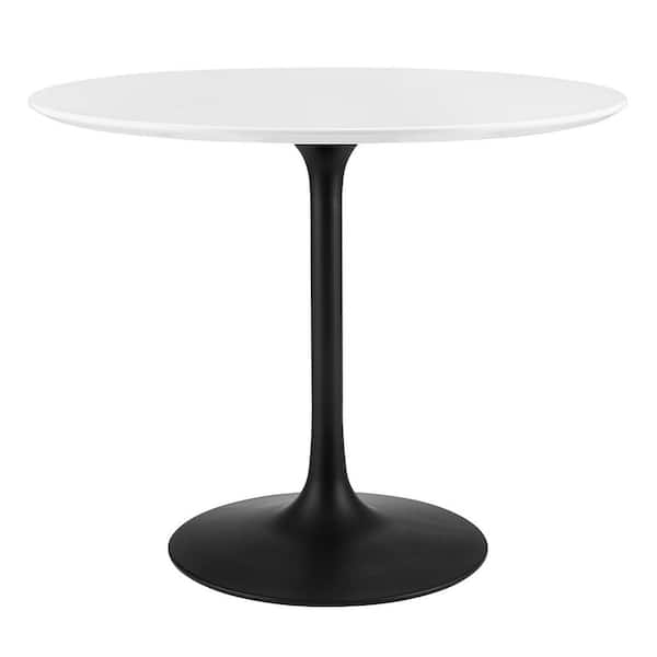MODWAY Lippa Round Modern Black White Wood 36 in. Pedestal Dining Table with Seating capacity of 2