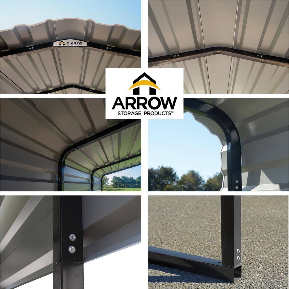 Eggshell Steel Frame Carport Kit with White Roof
