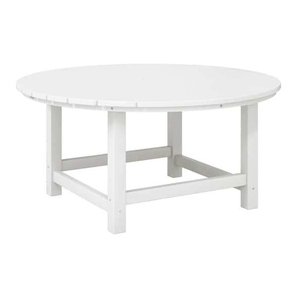 WESTIN OUTDOOR Laguna Outdoor Patio All Weather Fade Proof 38 in. Round HDPE Plastic Conversation Coffee Table in White