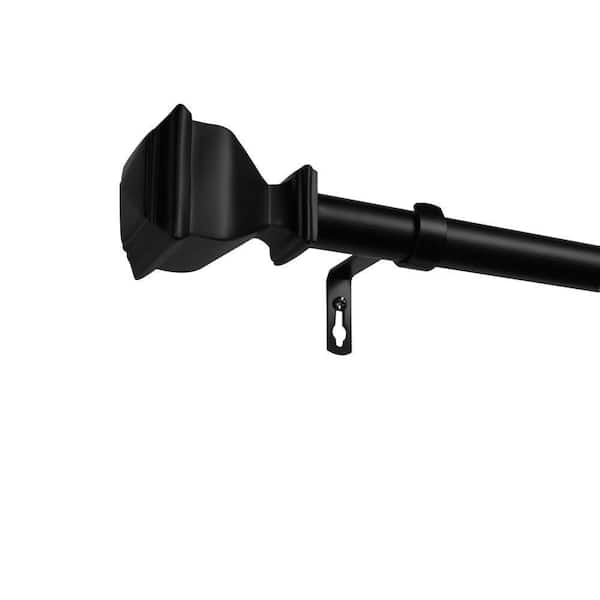 Napoleon Indoor 84 in. - 160 in. Adjustable 1 in. Dia Single Curtain Rod Kit in Matte Black with Finial