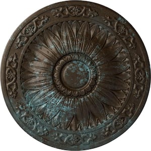 20-1/4" x 1-1/2" Lunel Urethane Ceiling Medallion (Fits Canopies upto 3-3/4"), Hand-Painted Bronze Blue Patina