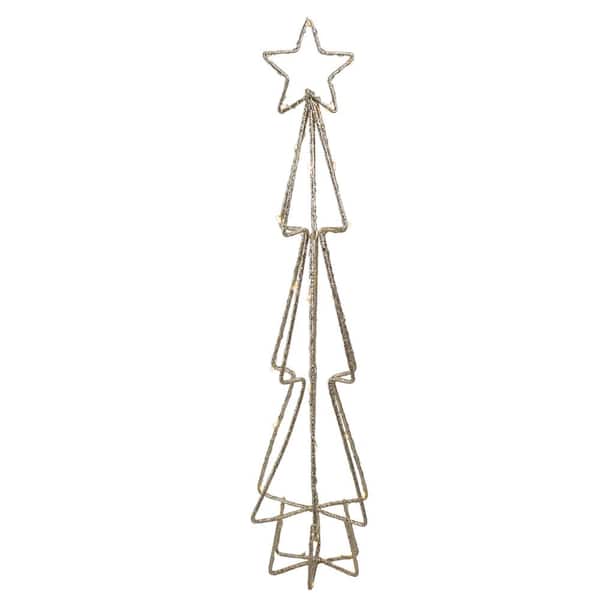 Northlight 17 .5 in. LED Lighted B/O Gold Glittered Wire Christmas C1 Tree - White Lights