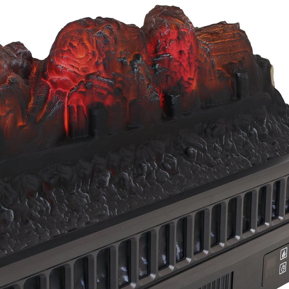 23'' Black Electric Log Fireplace Insert Heater with Remote