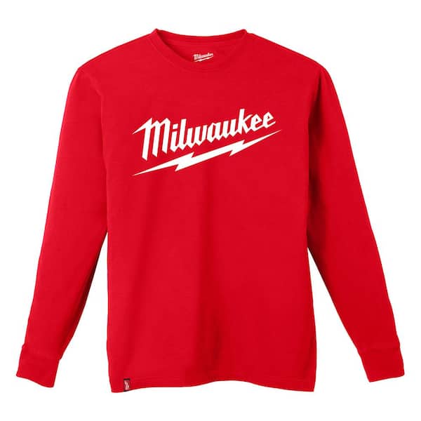 Milwaukee 608R Heavy Duty T-Shirt - Long Sleeve Logo Red, L