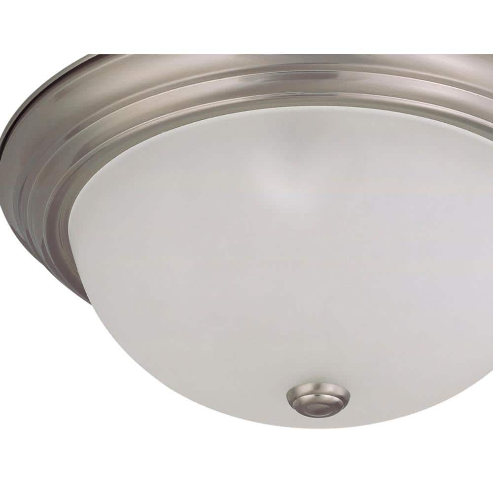Brushed Nickel 15" Flush Mount Dome Light with Frosted Glass