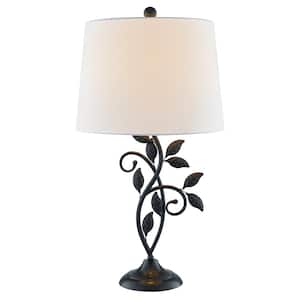 Chicago 26.75 in. H Black Tree Shape Traditional Table Lamp with Natural Linen Shade (2-Pack)