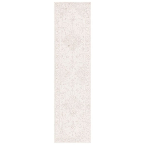 Metro 2 ft. x 13 ft. Beige/Ivory Ornate Border Runner Rug