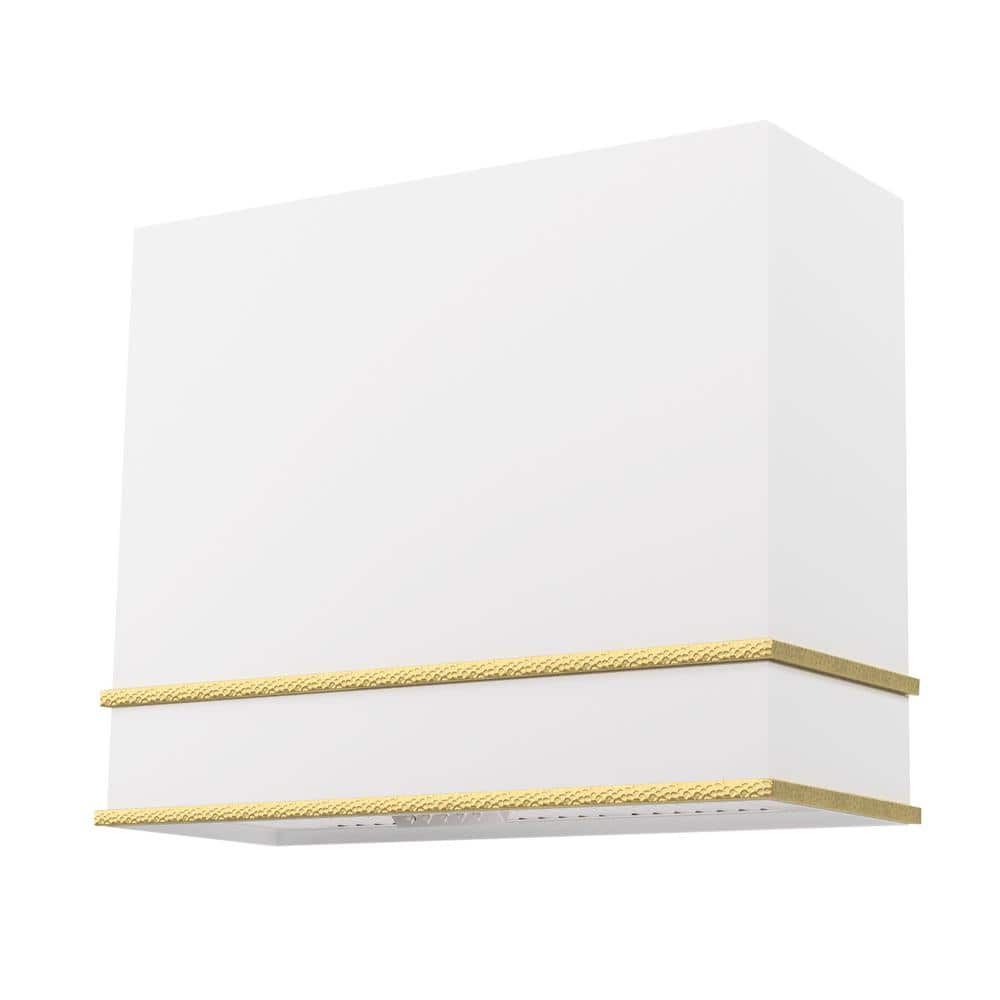 36 in Stainless Steel Range Hood with Powerful Vent Motor, 600 CFM, 3-Speed, Wall Mount, in White with Gold