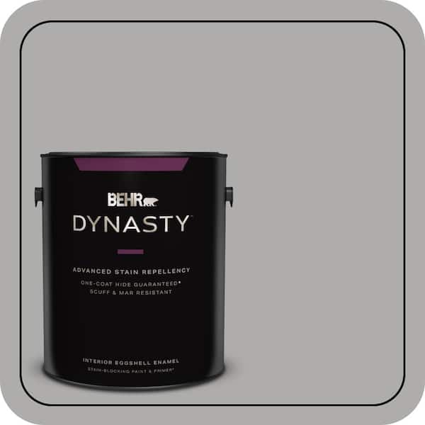 BEHR DYNASTY 1 gal. #N520-3 Flannel Gray One-Coat Hide Eggshell Enamel Interior Stain-Blocking Paint & Primer