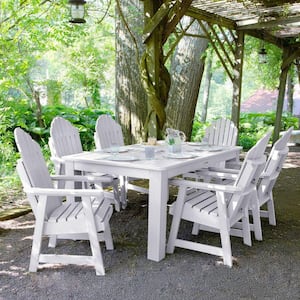 Hamilton White 7-Piece Recycled Plastic Rectangular Outdoor Dining Set