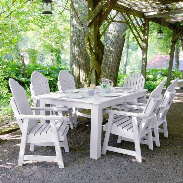 Highwood Hamilton White 7-Piece Recycled Plastic Rectangular Outdoor Dining Set