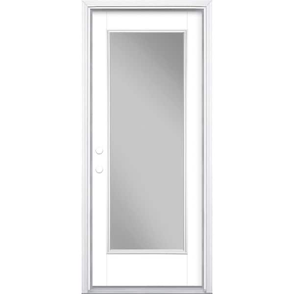 Masonite 32 in. x 80 in. Full Lite Pure White Right-Hand Inswing Painted Smooth Fiberglass Prehung Front Door w/ Brickmold