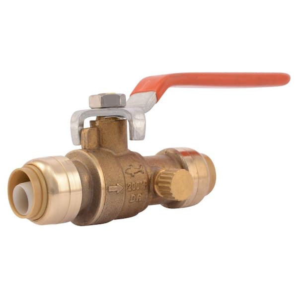 SharkBite 1/2 in. Push-to-Connect Brass Ball Valve with Drain