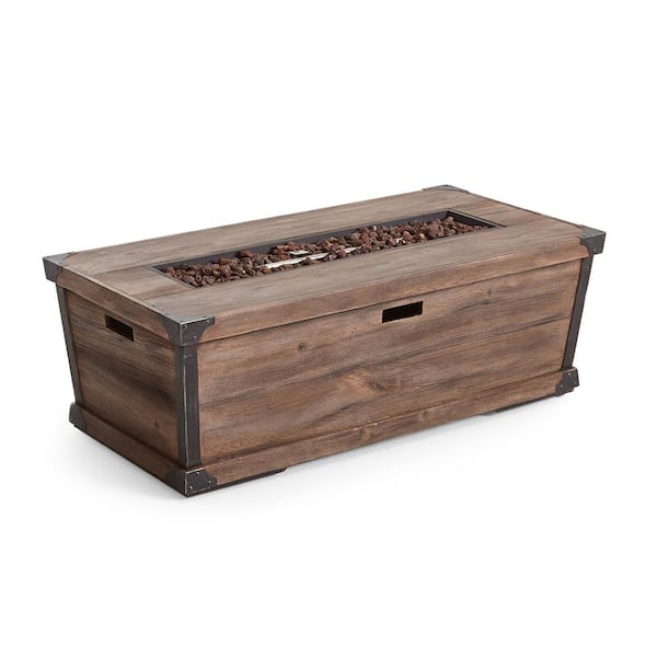 Kalmia Brown Rectangular Stone Outdoor Patio Fire Pit (No Tank Holder)