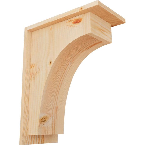 Ekena Millwork 7-1/2 in. x 14 in. x 18 in. Douglas Fir Huntington Smooth Corbel with Backplate