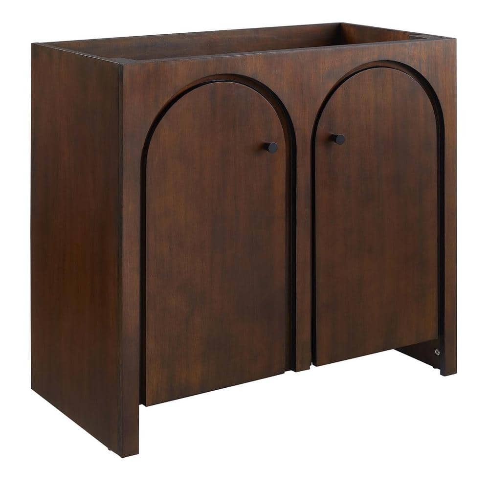 Appia 36" Walnut Bathroom Vanity Cabinet with Arched Doors
