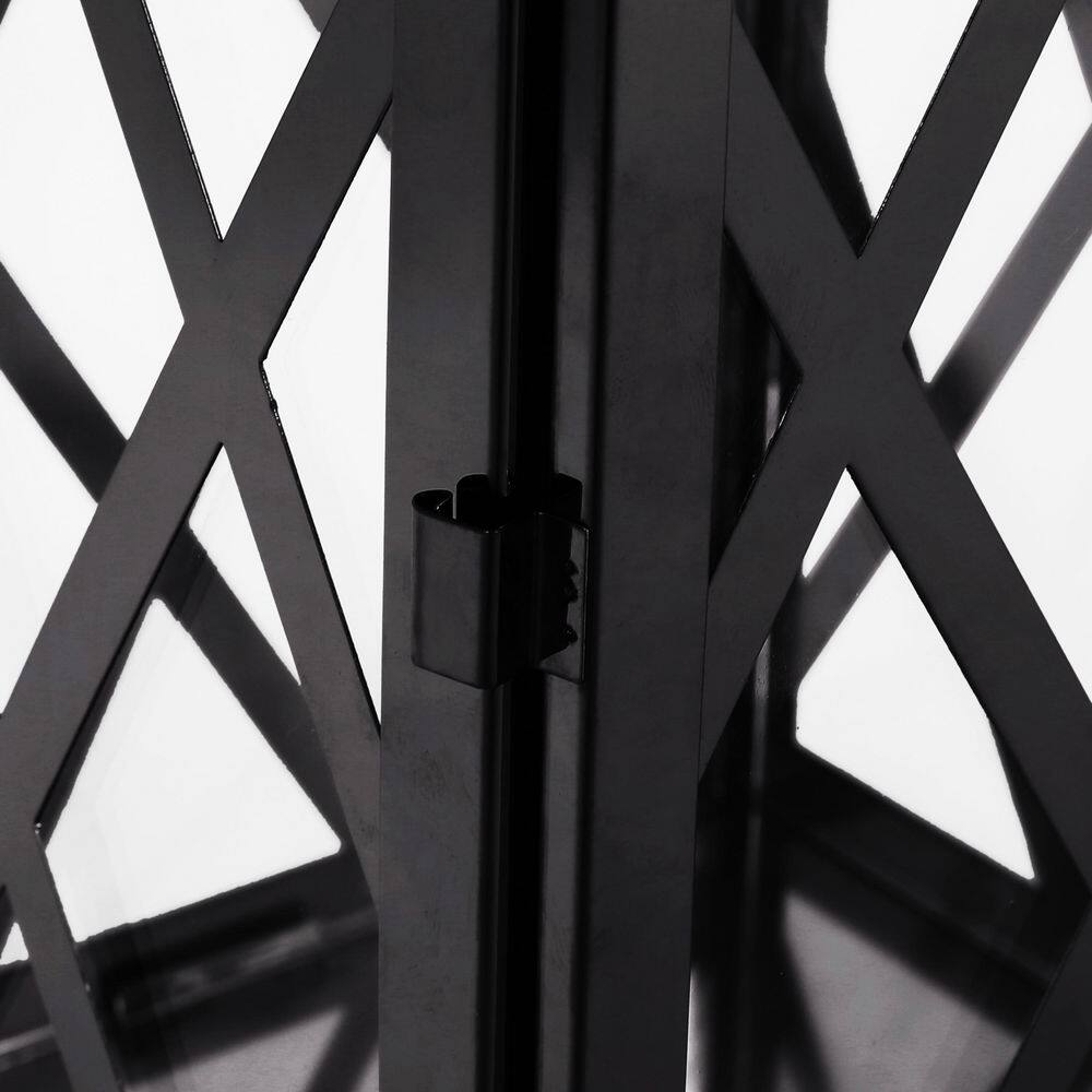 Black Hexagonal Stainless Steel and Glass Outdoor Lantern