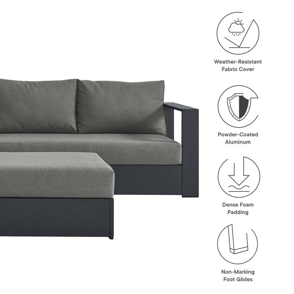 Tahoe Charcoal Aluminum 5-Piece Outdoor Sectional Sofa Set