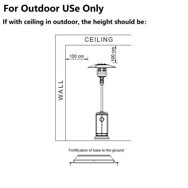 87 48000 BTU Black Outdoor Garden Patio Heater Standing