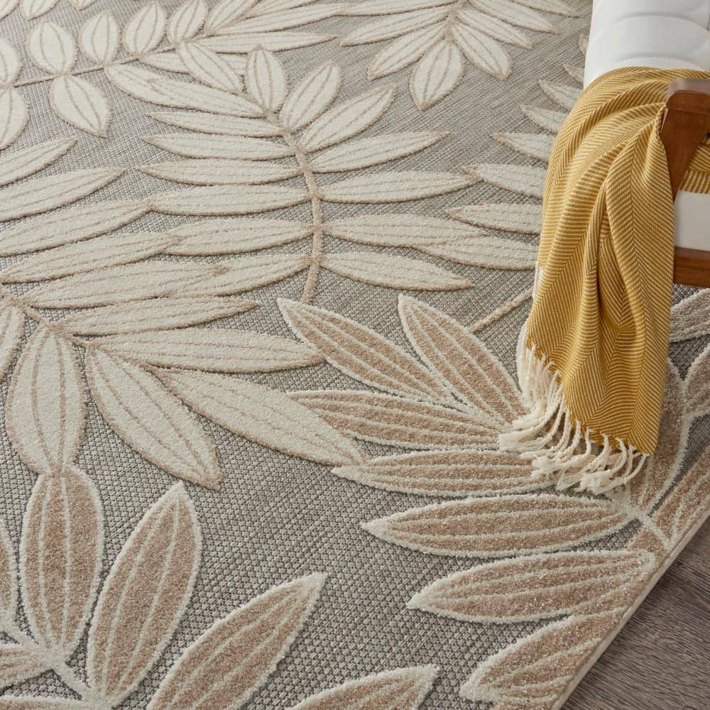 Natural 7' x 10' Flat Woven Stain-Resistant Indoor/Outdoor Area Rug