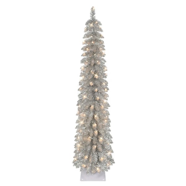 6 ft. Pre-LitAlpine Silver Pencil Artificial Christmas Tree