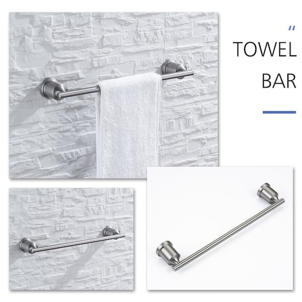 16 in. Bathroom Set with Toilet Paper Holder Towel Bar Towel Ring and Robe  Hook EC-TB-225-G1 - The Home Depot