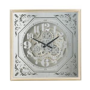 Black, White and Gold Analog Metal with Gear Design Wall Clock